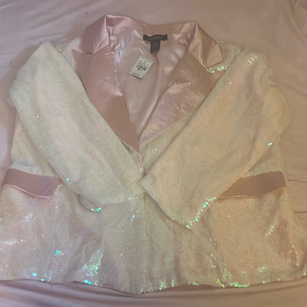 Ashley Stewart Light Pink Sequin Blazer
